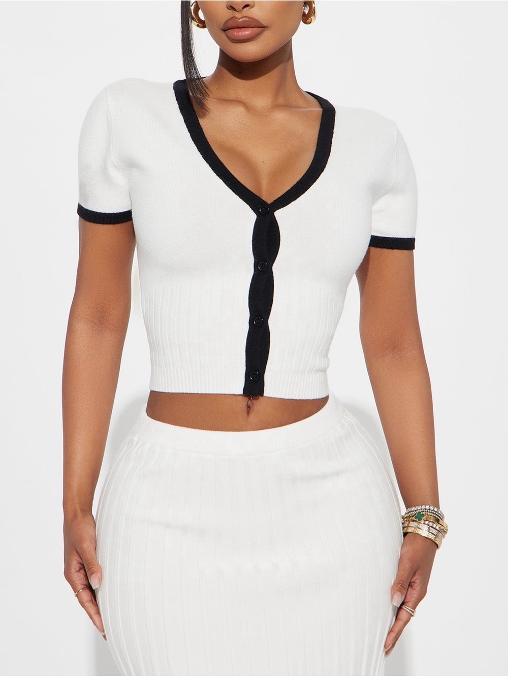 Fashion Nova Soft Knit Striped Two-Piece Skirt Set – Size XS - Picture 3 of 12